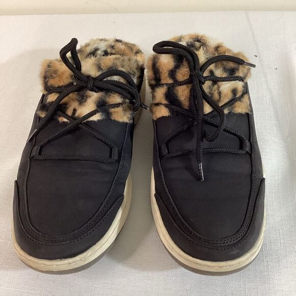 Baretraps Black and Faux Fur Animal Print Mule Size 8.5 - Picture 2 of 9